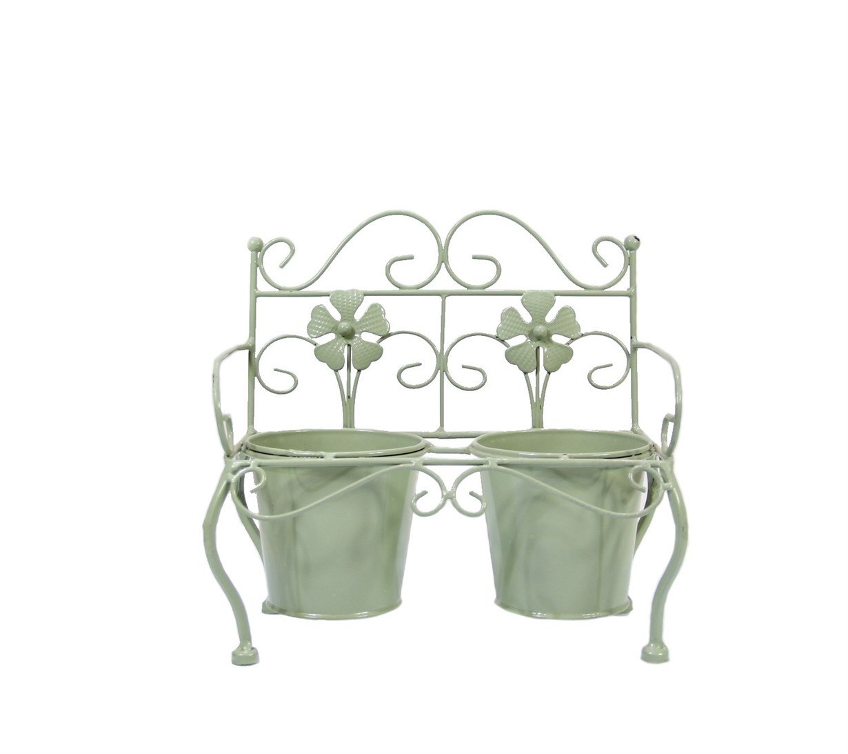 Wrought%20Iron%202-Piece%20Chair%20Flowerpot%20Green