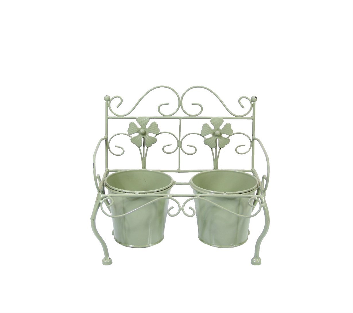 Wrought%20Iron%202-Piece%20Chair%20Flowerpot%20Green