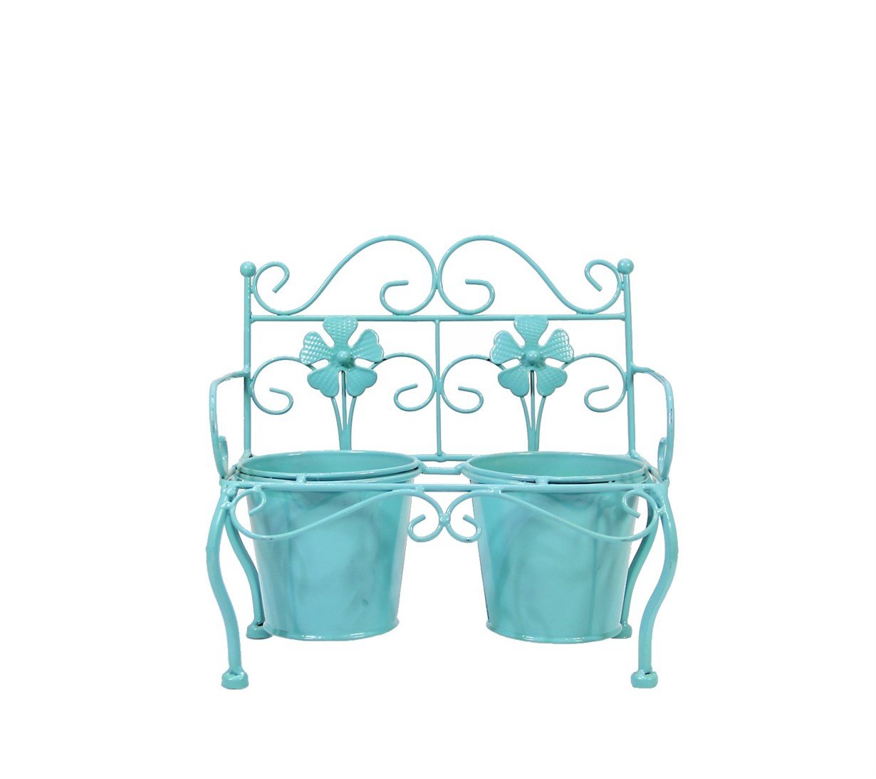 Wrought%20Iron%202-Piece%20Chair%20Flowerpot%20Blue