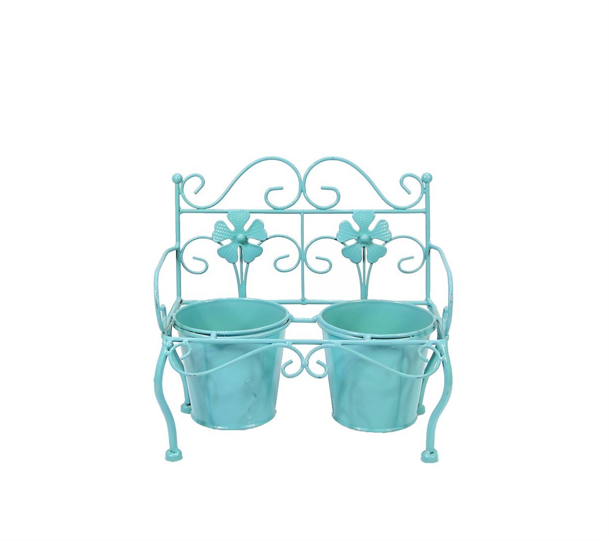 Wrought%20Iron%202-Piece%20Chair%20Flowerpot%20Blue