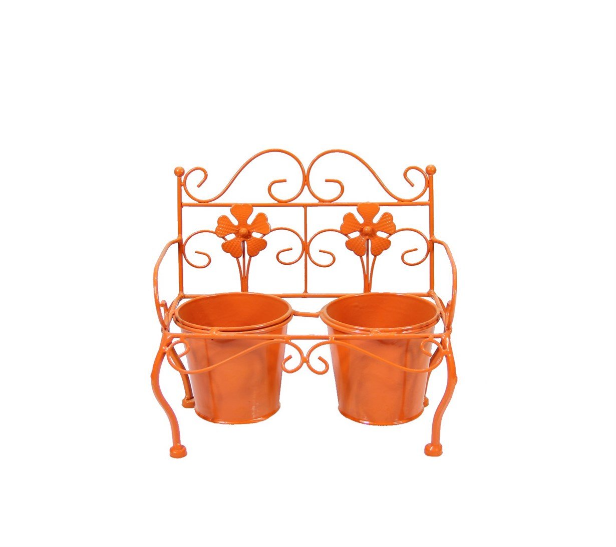 Wrought%20Iron%202-Piece%20Chair%20Flowerpot%20Orange