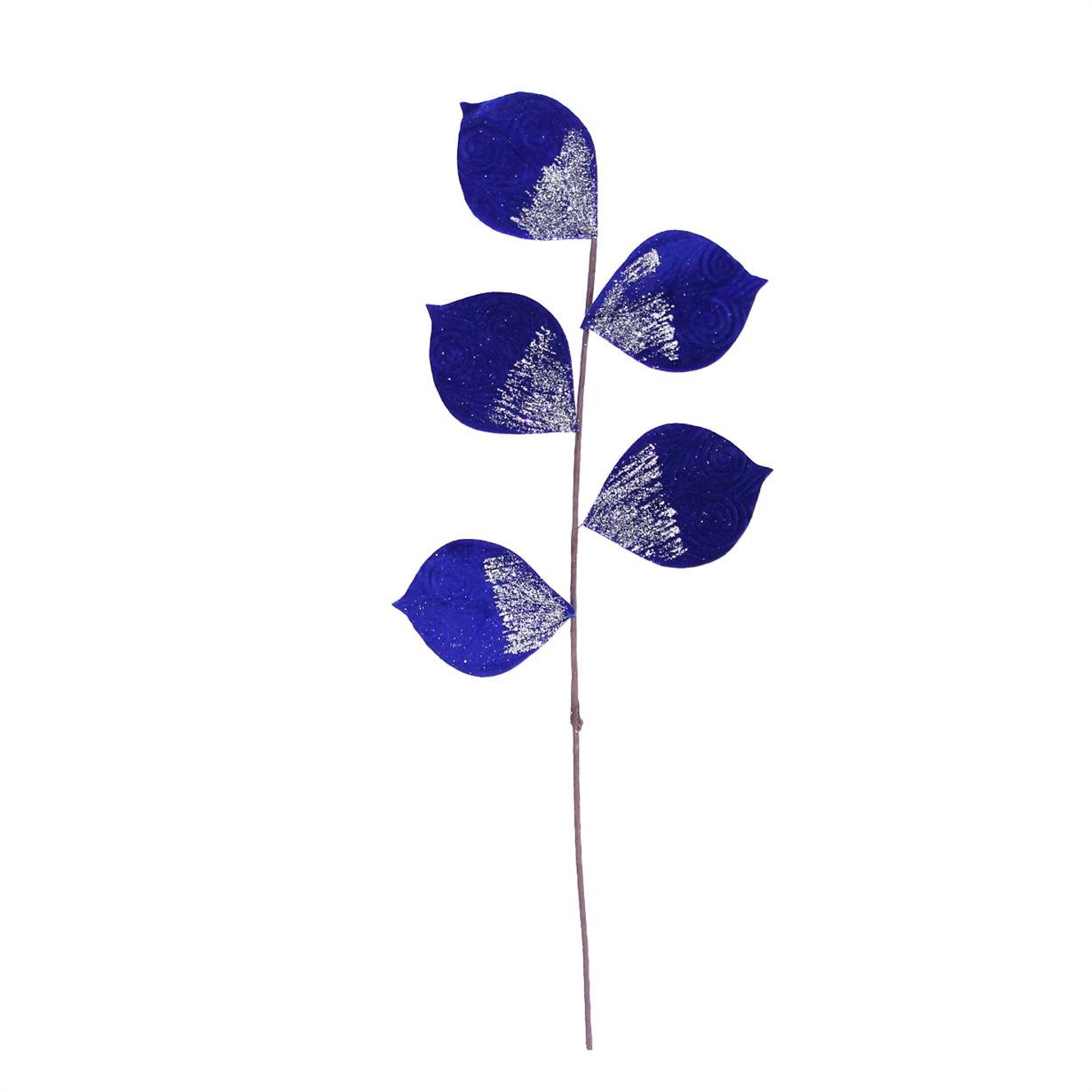 Artificial%20Velvet%20Leaf%20Branch%20Navy%20Blue%2060%20cm