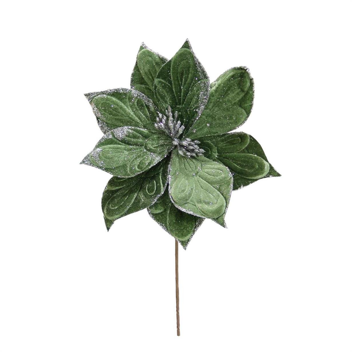 Artificial%20Velvet%20Poinsettia%20Pique%20Green%2037%20cm