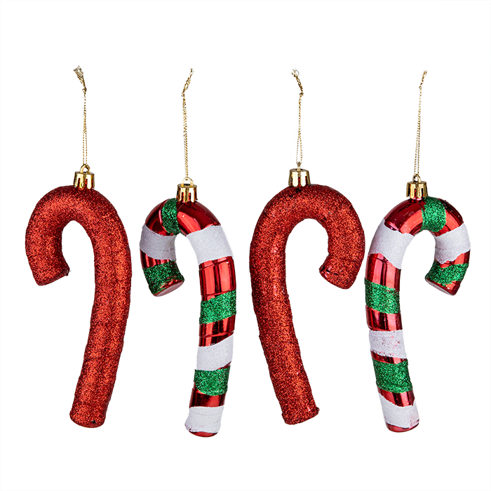 Christmas%20Ornament%204-Piece%20Cane%20Red%20Glitter%2014%20cm