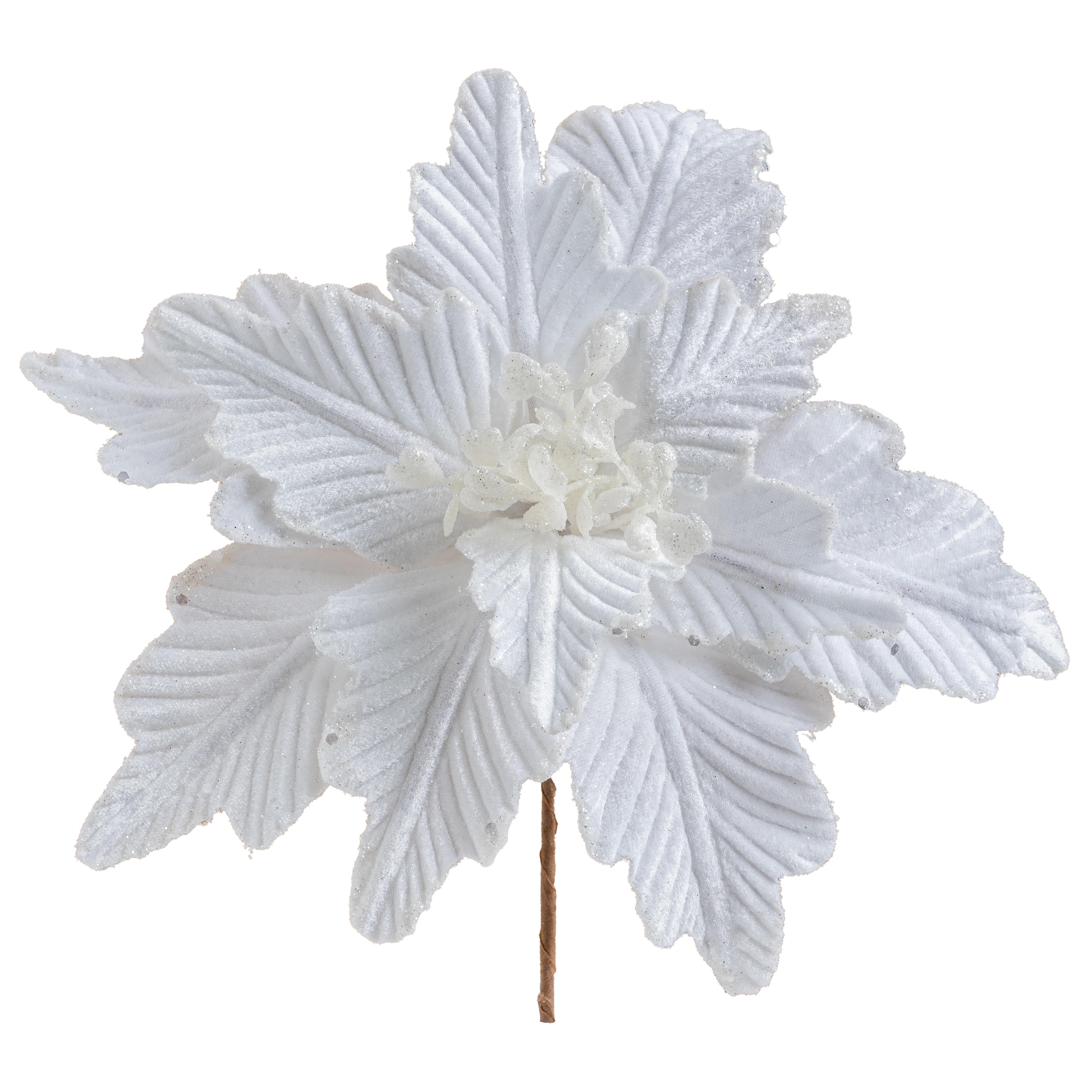 Artificial%20Velvet%20Poinsettia%20Pique%20White%2027%20cm