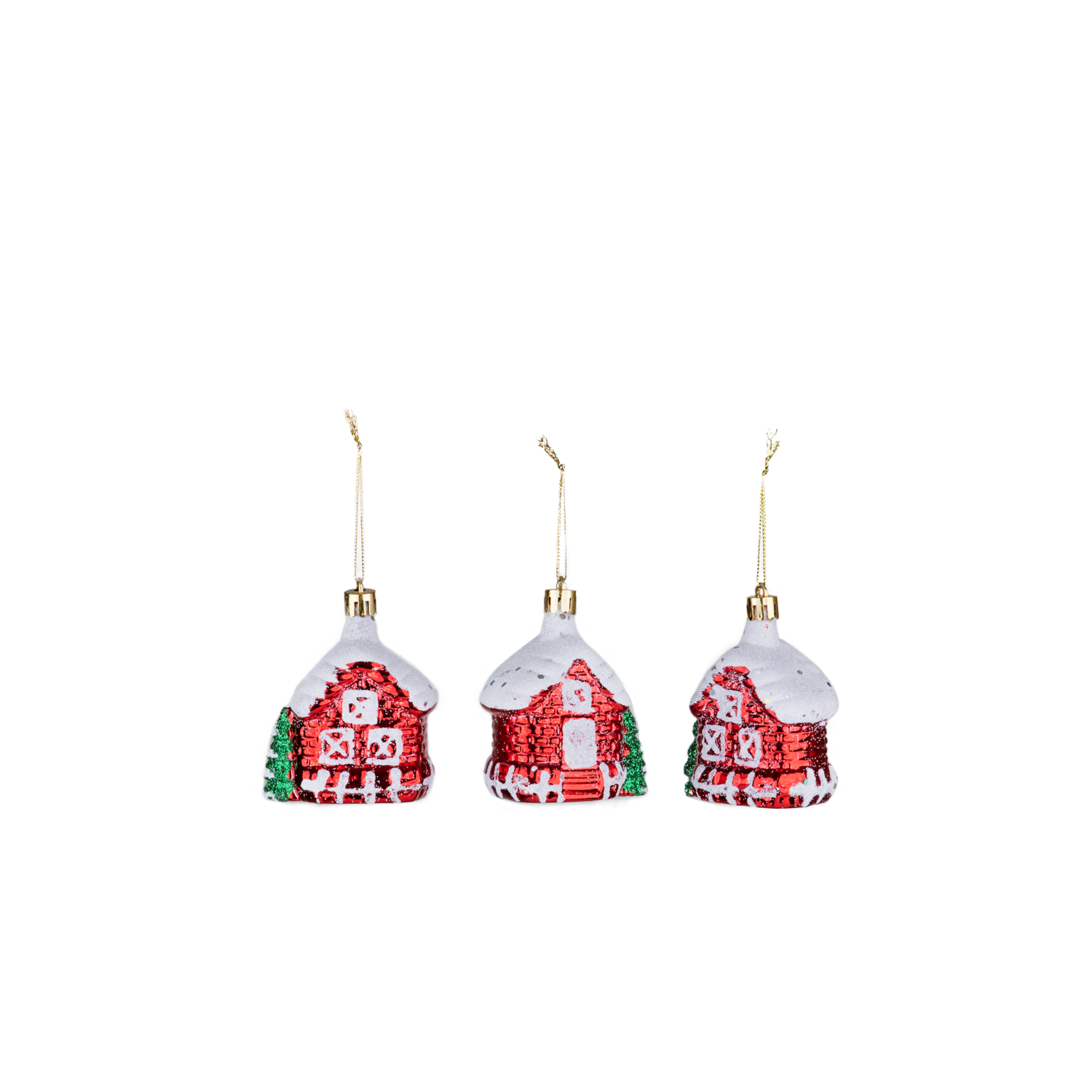 Christmas%20Ornament%203-Piece%20House%20Red%208%20cm