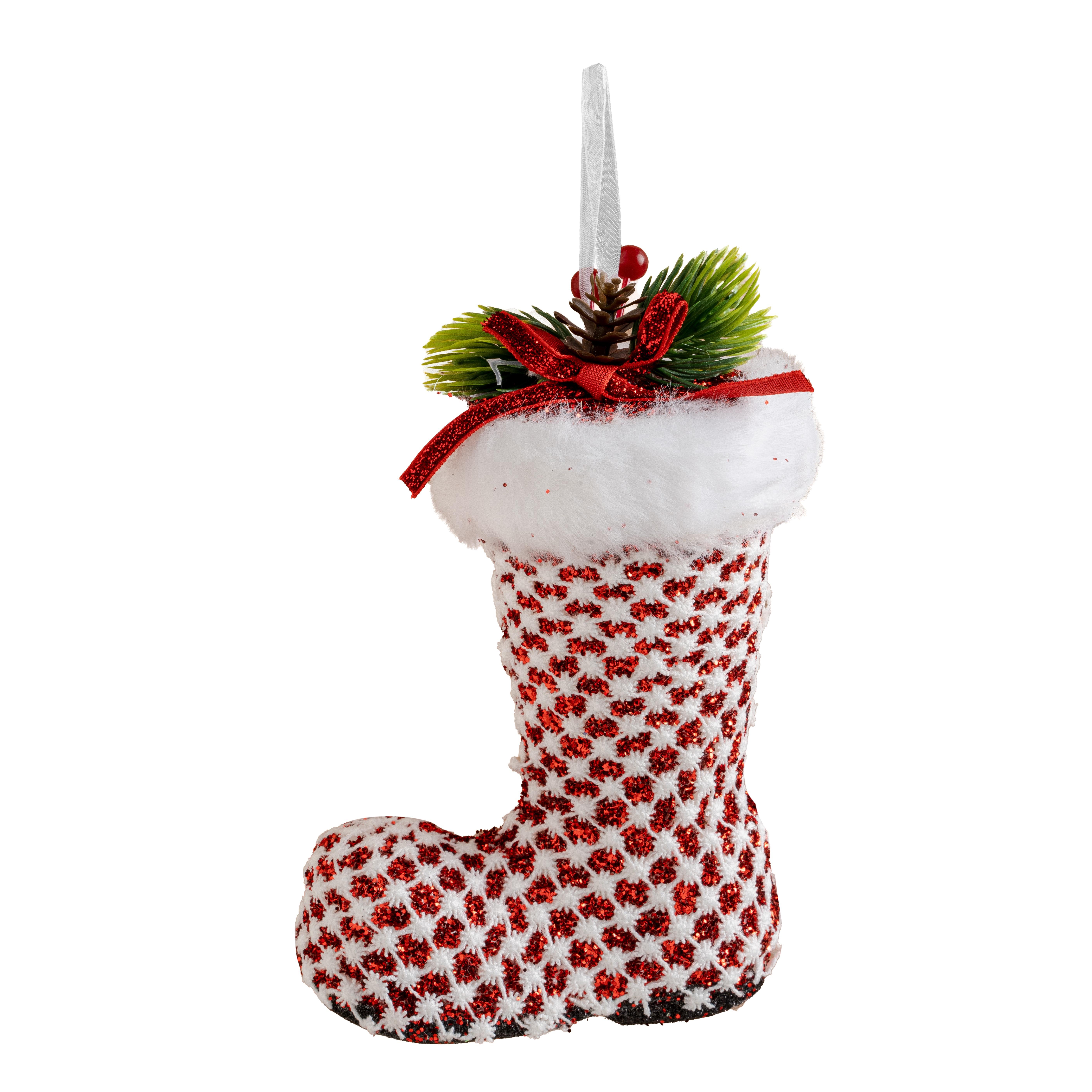 Christmas%20Ornament%20Glitter%20Boots%20Red%20White%2017%20cm