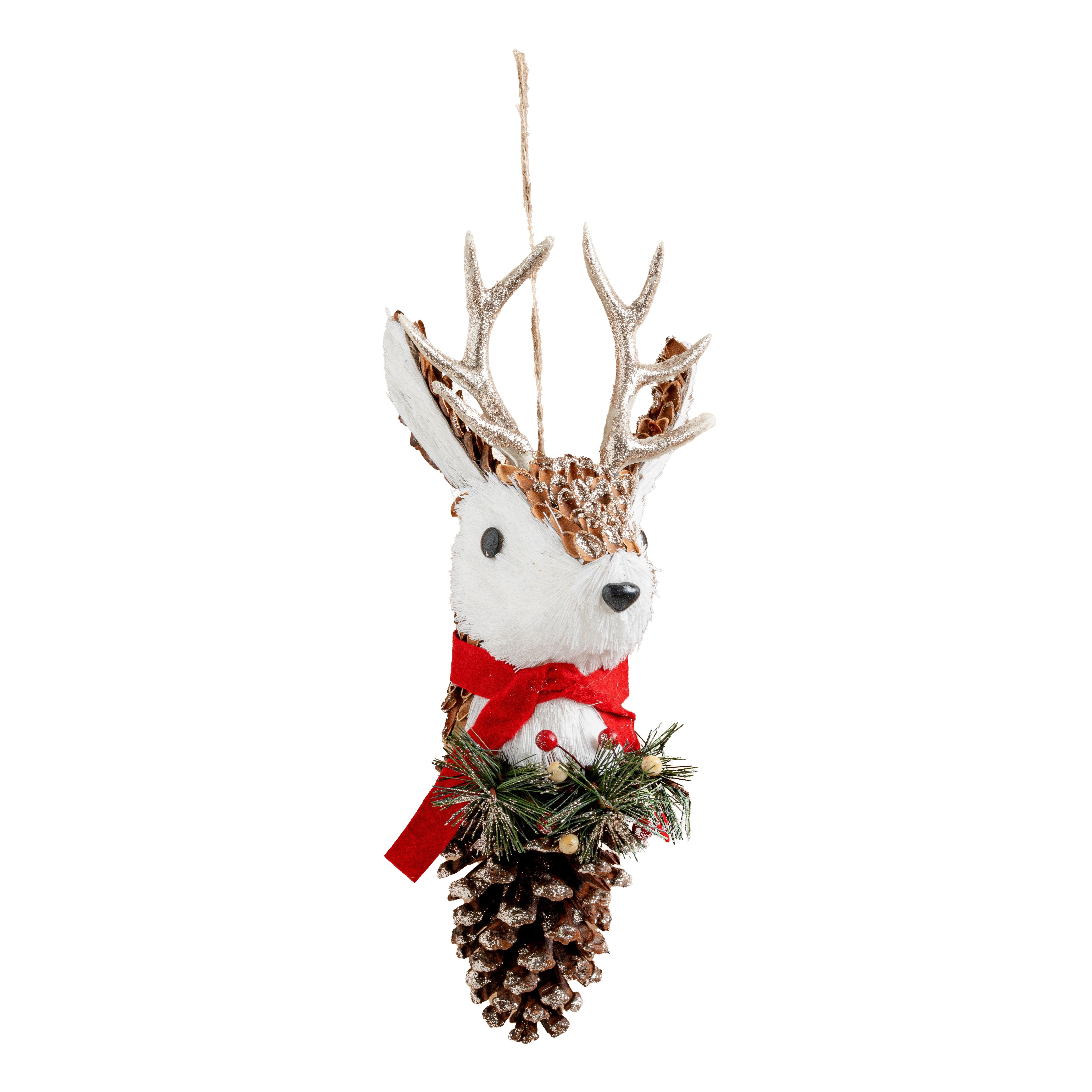 Christmas%20Ornament%20Pine%20Deer%20Head%20White%2032%20cm