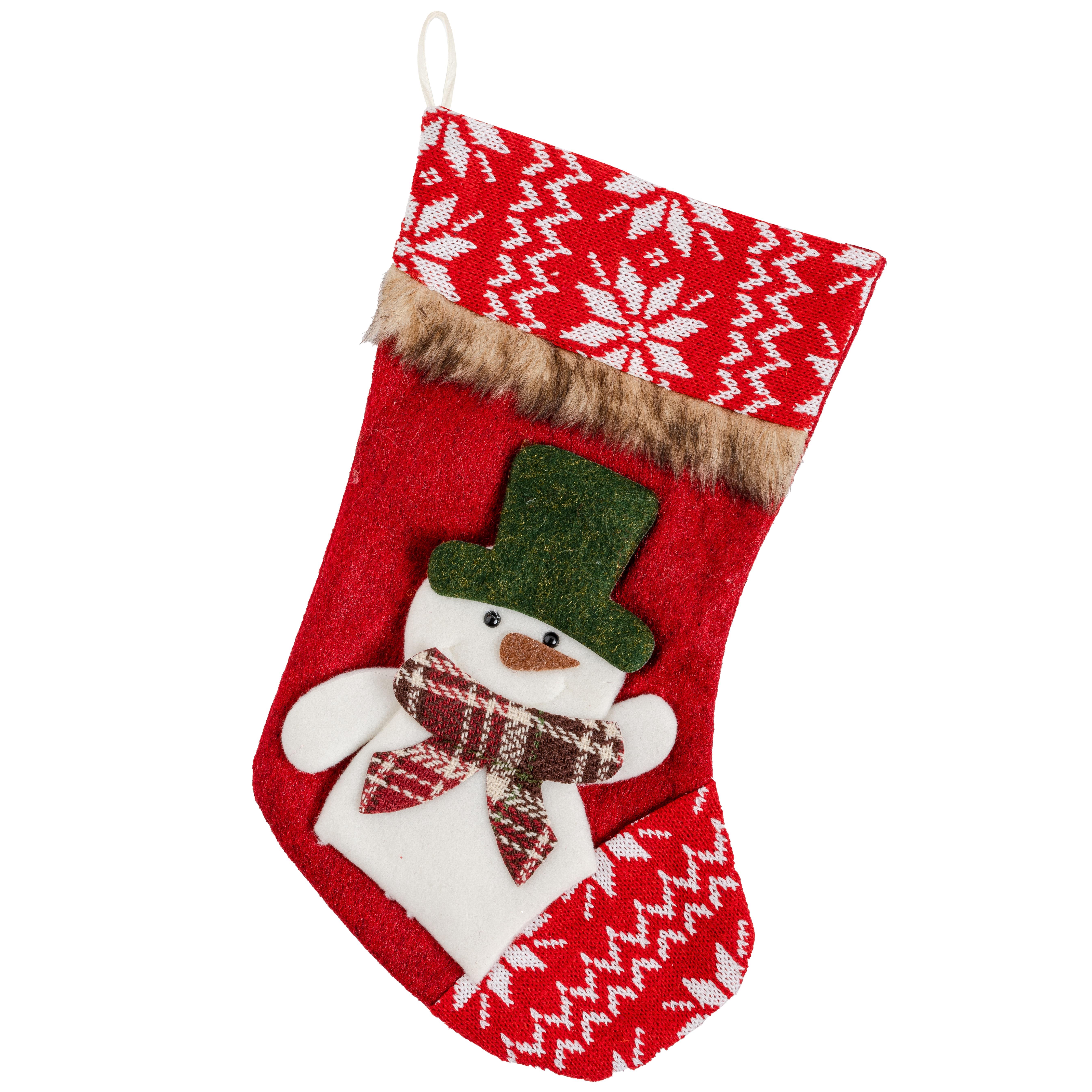 Christmas%20Ornament%20Sock%20Snowman%20Pattern%20Red%2035%20cm