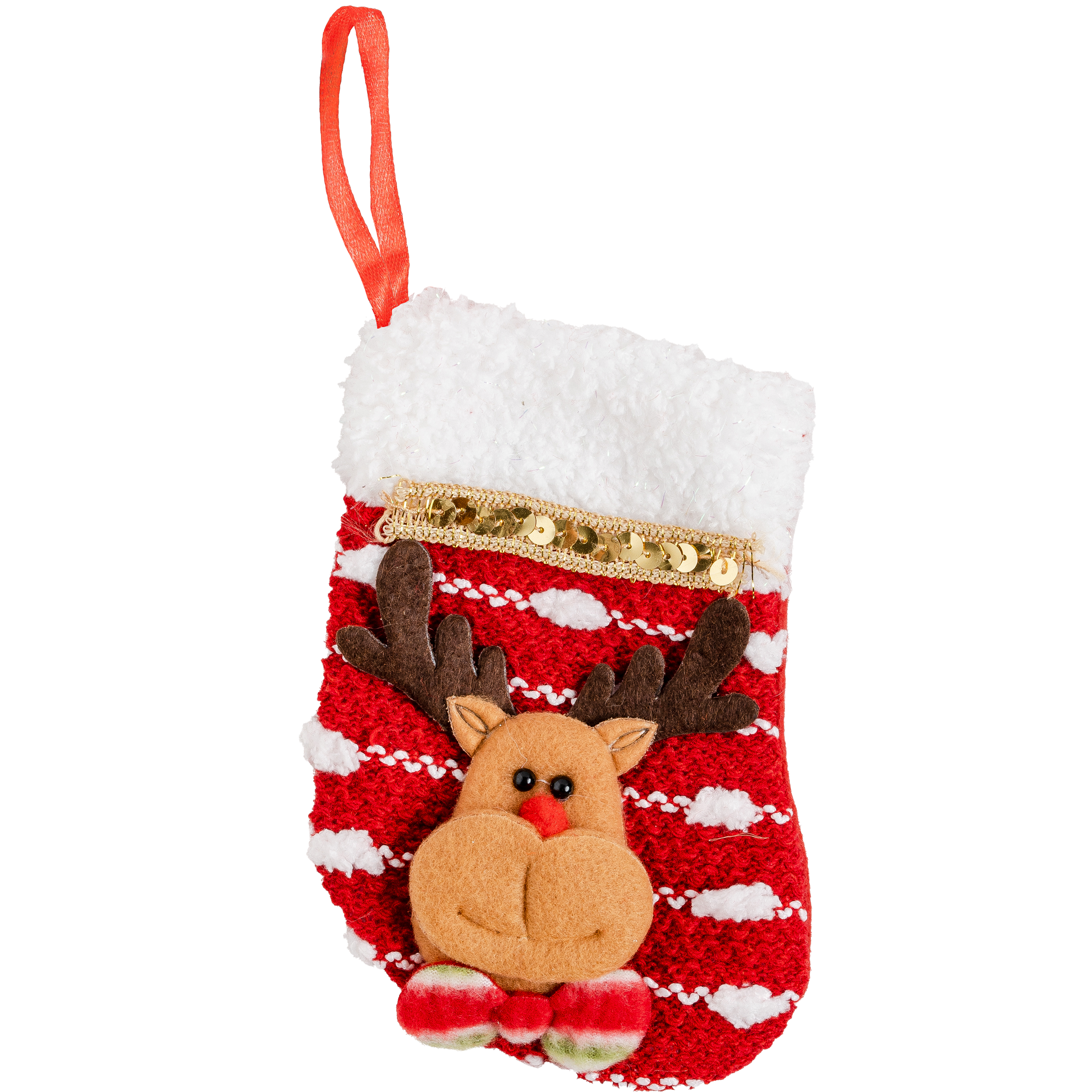 Christmas%20Ornament%20Sock%20Deer%20Pattern%20Red%2015%20cm