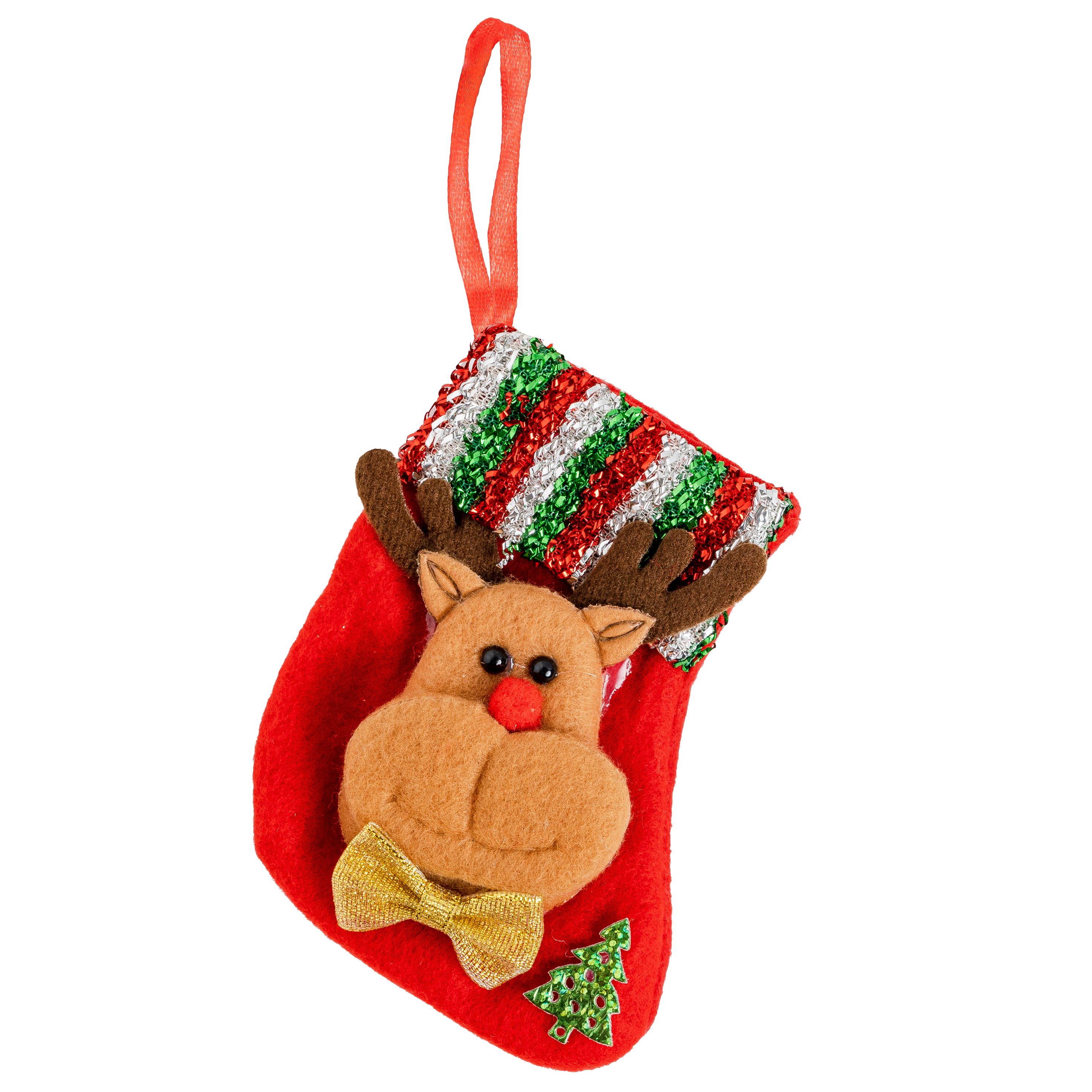 Christmas%20Ornament%20Sock%20Deer%20Pattern%20Red%2011%20cm