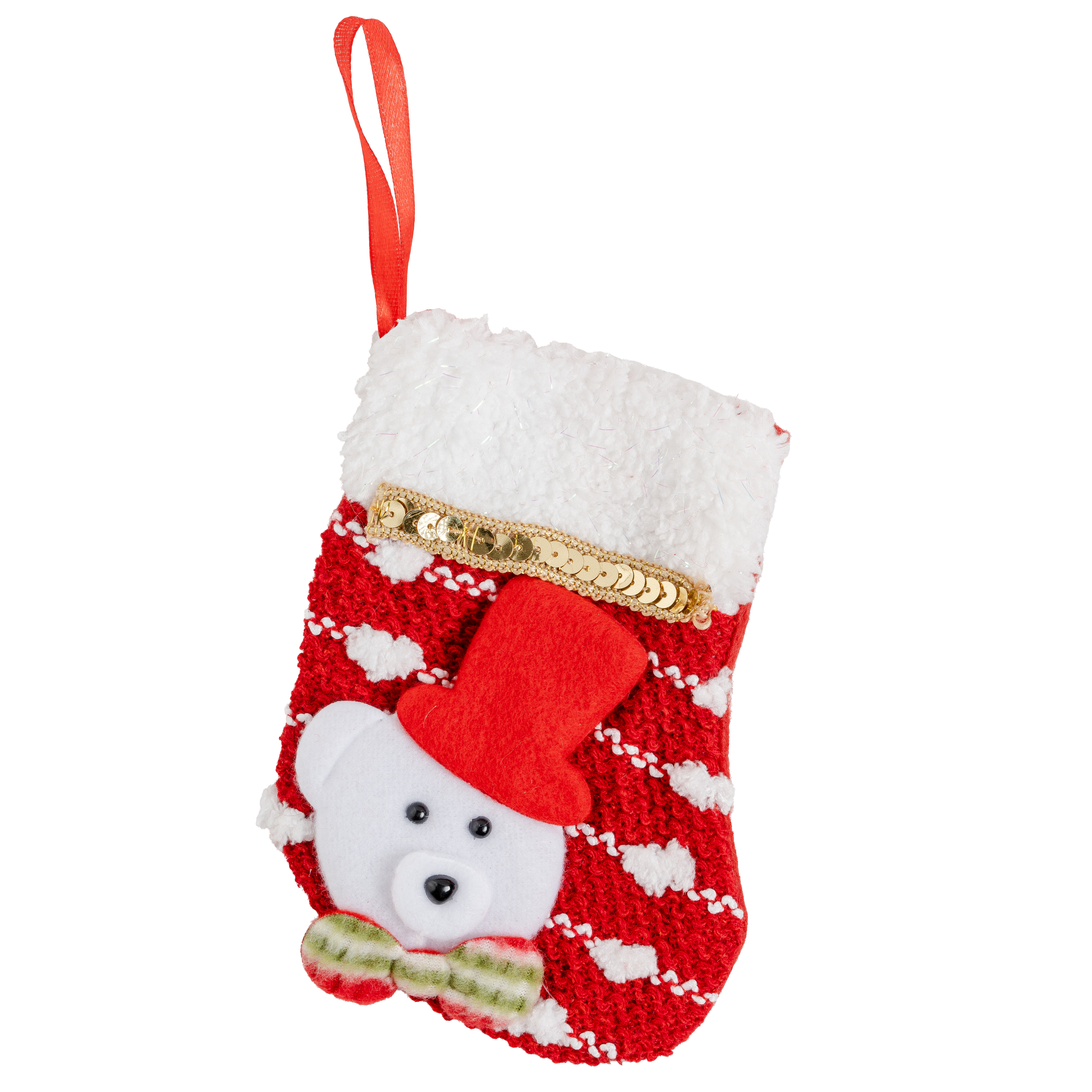 Christmas%20Ornament%20Sock%20Teddy%20Bear%20Patterned%20Red%2015%20cm