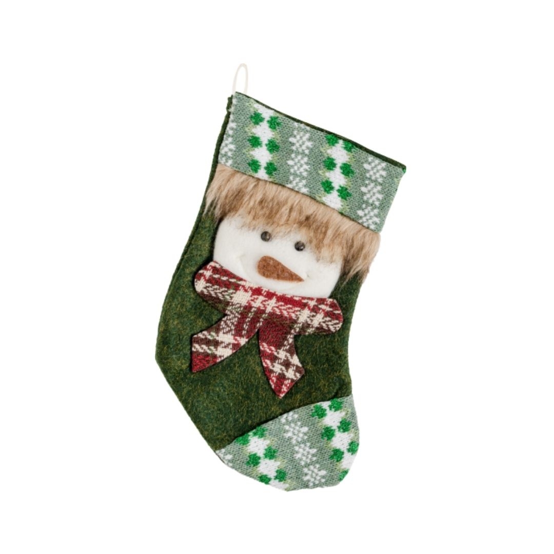 Christmas%20Ornament%20Sock%20Snowman%20Pattern%20Green%2024%20cm