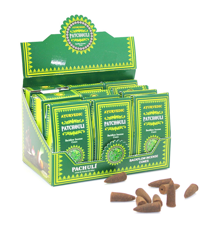 Ayurvedic%20Conical%20(Reflow)%20Incense%20Patchouli%20Flavored%20conical%20Patchouli