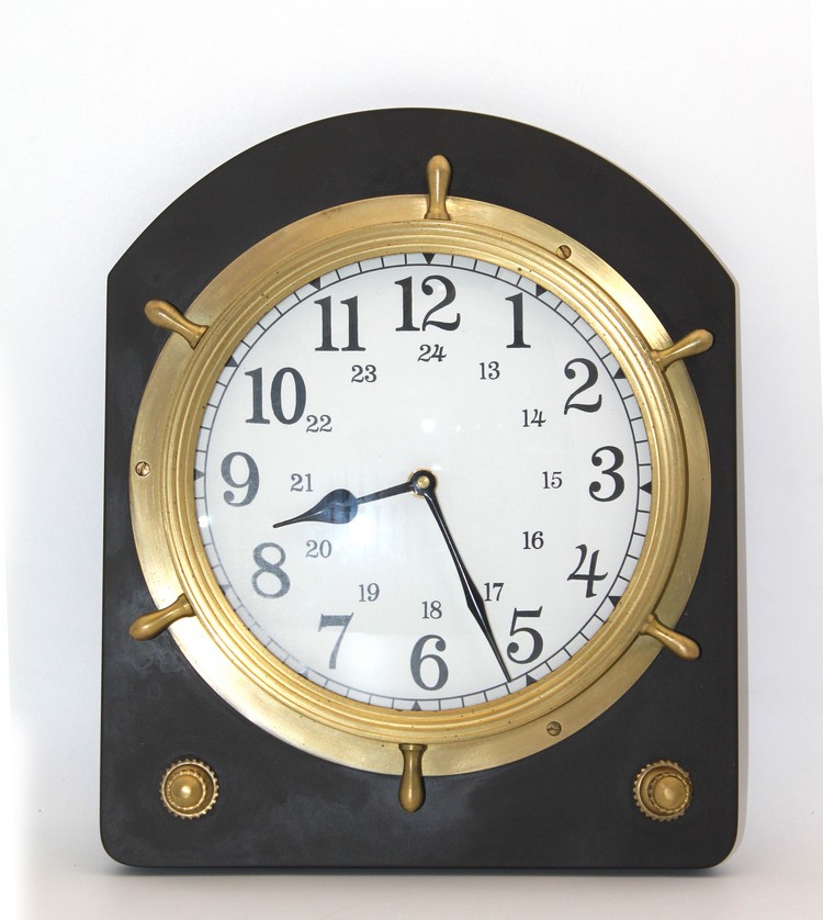 Brass%20Wall%20Hanging%20Clock%20with%20Steering%20Wheel%20Ksk3003