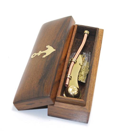 Brass Silistre Whistle with Wooden Box 2041