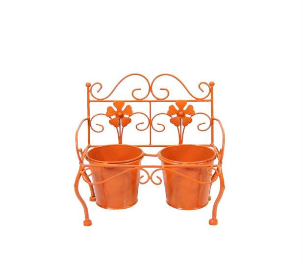 Wrought Iron 2-Piece Chair Flowerpot Orange