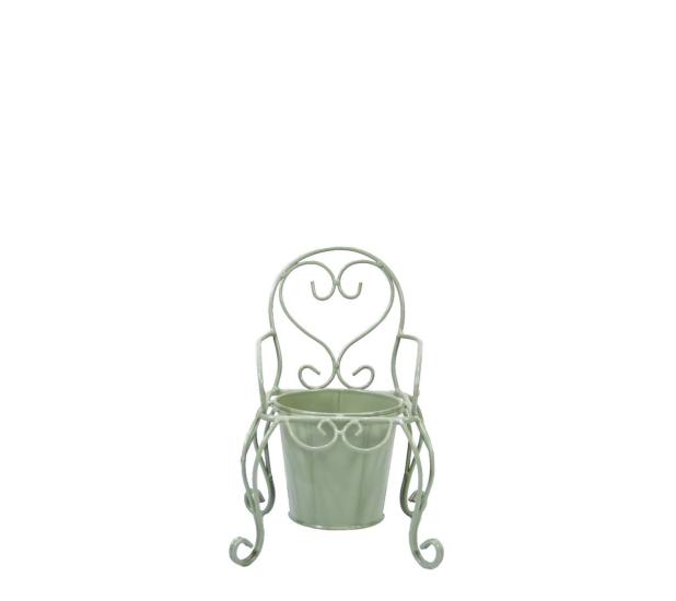 Wrought Iron Single Chair Flowerpot Green