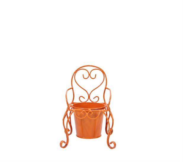 Wrought Iron Single Chair Flowerpot Orange