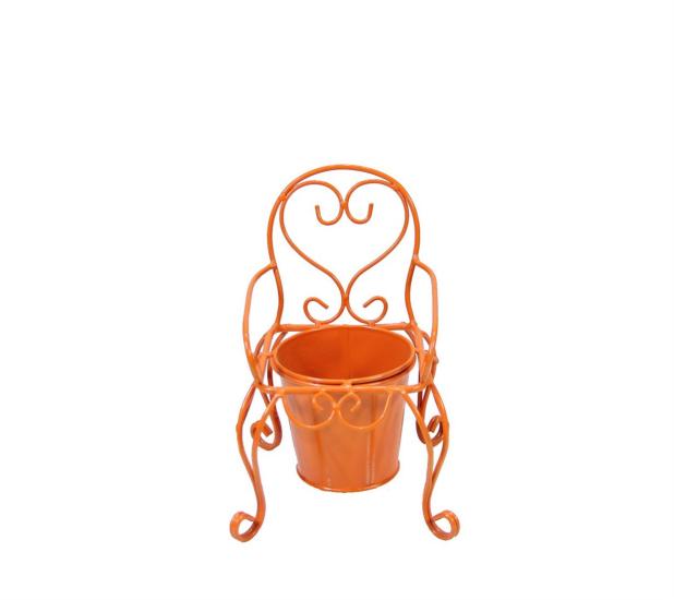 Wrought Iron Single Chair Flowerpot Orange