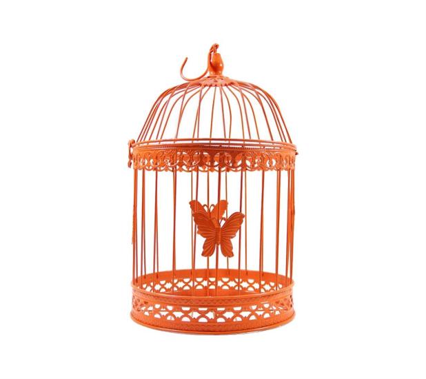 Large Wrought Iron Cage Orange