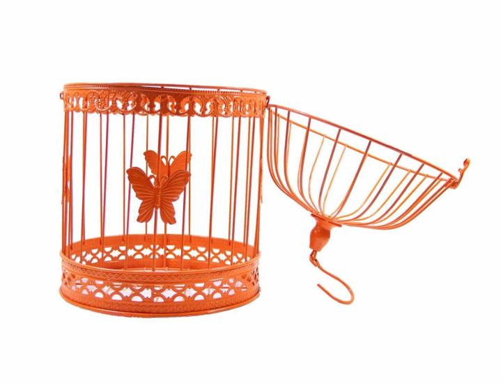 Large Wrought Iron Cage Orange