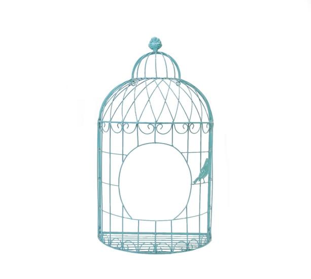 Large Wrought Iron Half Cage Blue