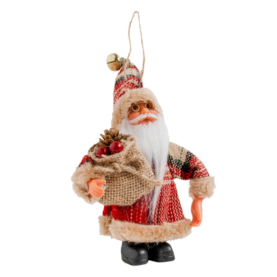 Mini Noel Baba Ekose Kırmızı 13 cm