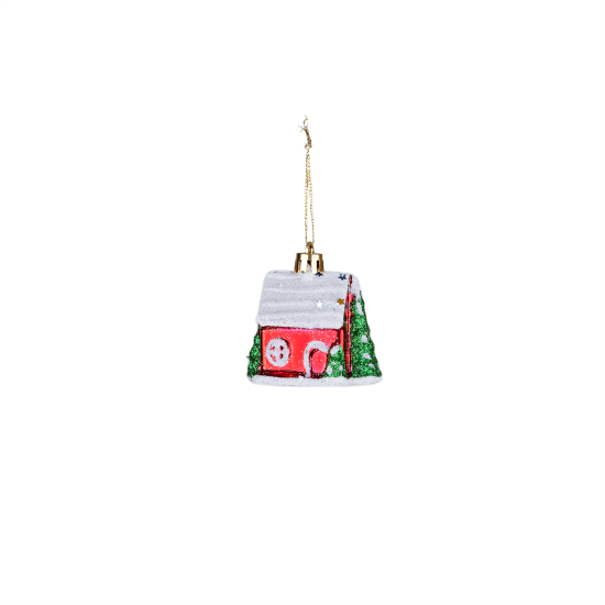 Christmas Ornament 4-Piece House Red 6 cm