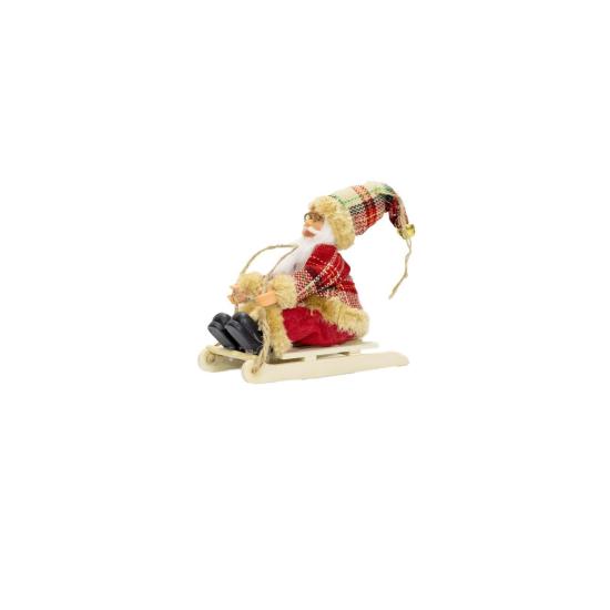 Mini Santa Claus with Skis 15 cm Plaid