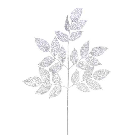 Artificial Glitter Lace Leaf Silver 86 cm