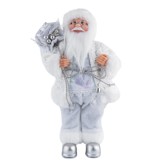 Gümüş Payet Ceketli Noel Baba 30 cm