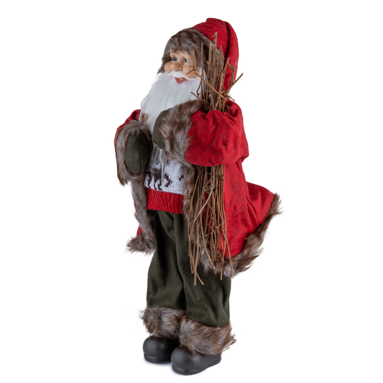 Örgü Kazaklı Yeşil Eldivenli Noel Baba 45 cm