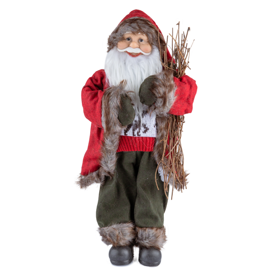 Örgü Kazaklı Yeşil Eldivenli Noel Baba 45 cm