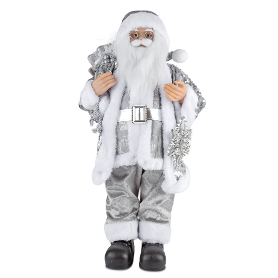 Santa Claus in Silver Sequin Jacket 60 cm