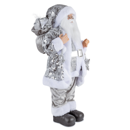 Santa Claus in Silver Sequin Jacket 60 cm