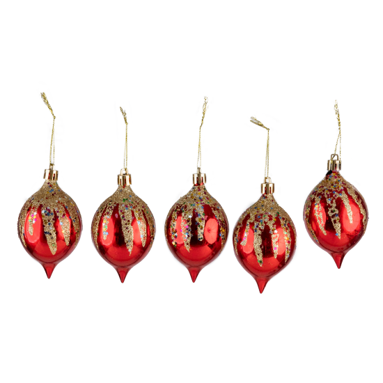 Christmas Ornament 5-Piece Drop Red 10 cm