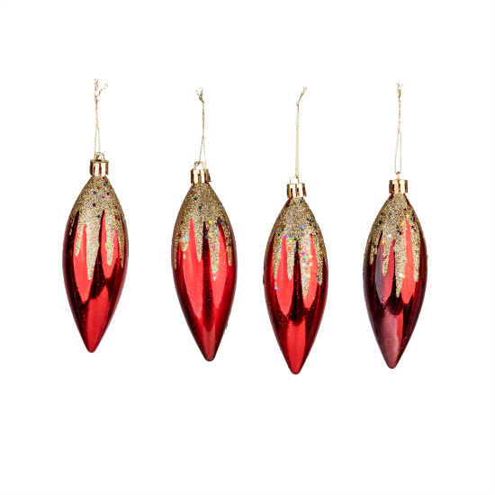 Christmas Ornament 4-Piece Conical Red 12 cm