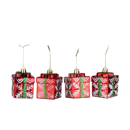 Christmas Ornament 4-Piece Gift Box Red 6 cm