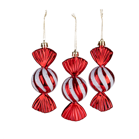 Christmas Ornament 3-Pack Bow Candy Red 13 cm