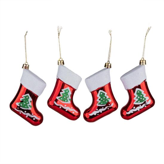 Christmas Ornament 4-Pack Boots Red 8 cm