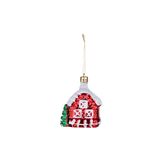 Christmas Ornament 3-Piece House Red 8 cm