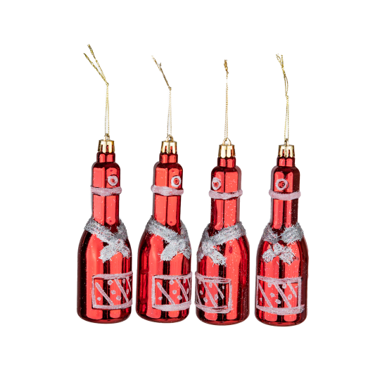 Christmas Ornament 4-Pack Champagne Red 13 cm