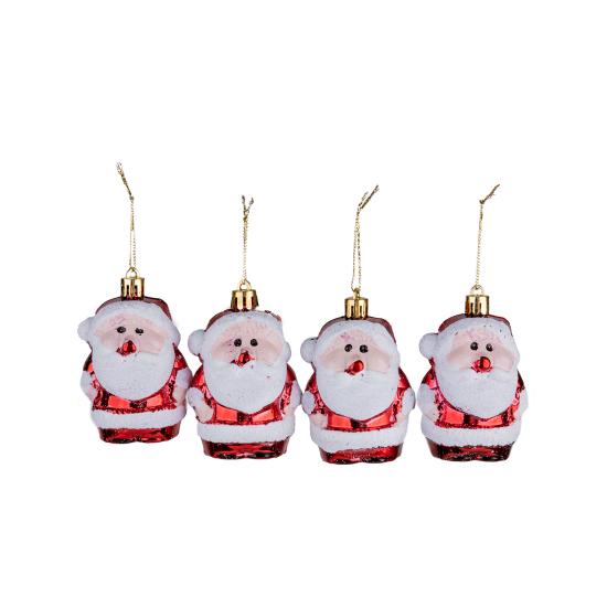 Christmas Ornament 4-Piece Santa Claus Red 8 cm