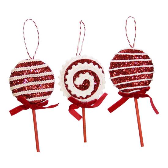 Christmas Ornament 3 Lollipop Red 15 cm