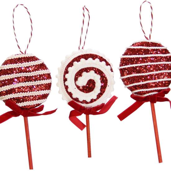 Christmas Ornament 3 Lollipop Red 15 cm