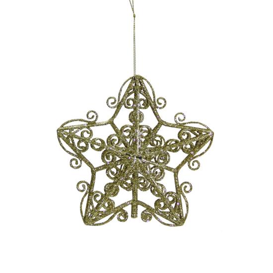 Christmas Ornament Glitter Star Model Gold