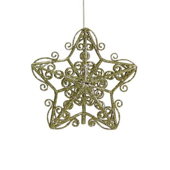 Christmas Ornament Glitter Star Model Gold