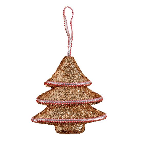 Christmas Ornament Glittery Pine Tree Bronze 12 cm