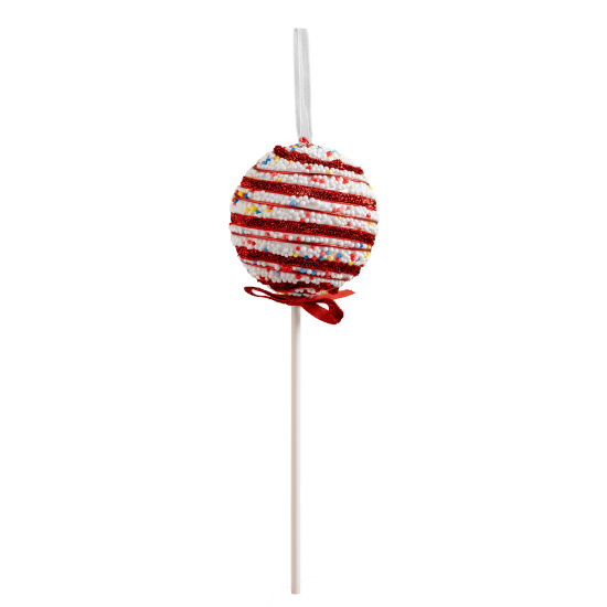 Yılbaşı Süsü Pıtırcıklı Lolipop Kırmızı Beyaz 22 cm